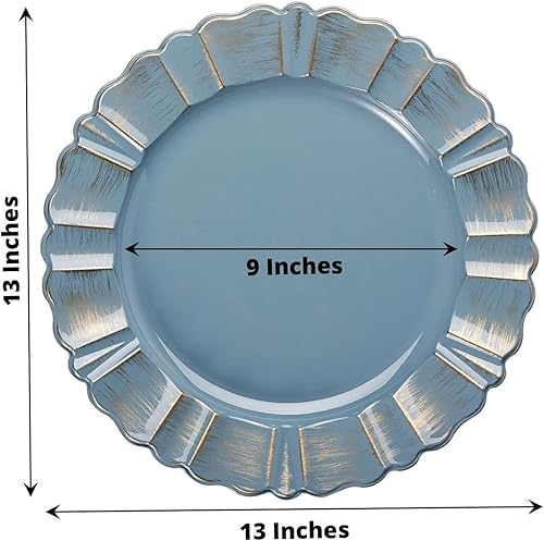 Vista 10 de Efavormart 6 Pack 13" Gold Acrylic Plastic Dinner Plate Chargers With Gold Brushed Wavy Scalloped Rim