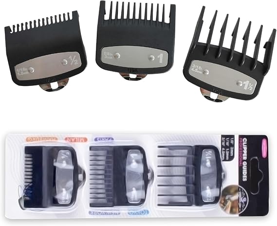 3 Pcs Clipper Guards for Wahl, Professional Replacement Hair Clipper Guide Combs, Hair Clippers Trimmers with Metal Clip, Comb Attachment for Wahl Fits Most Size Clippers Guide Combs (3 PCS)