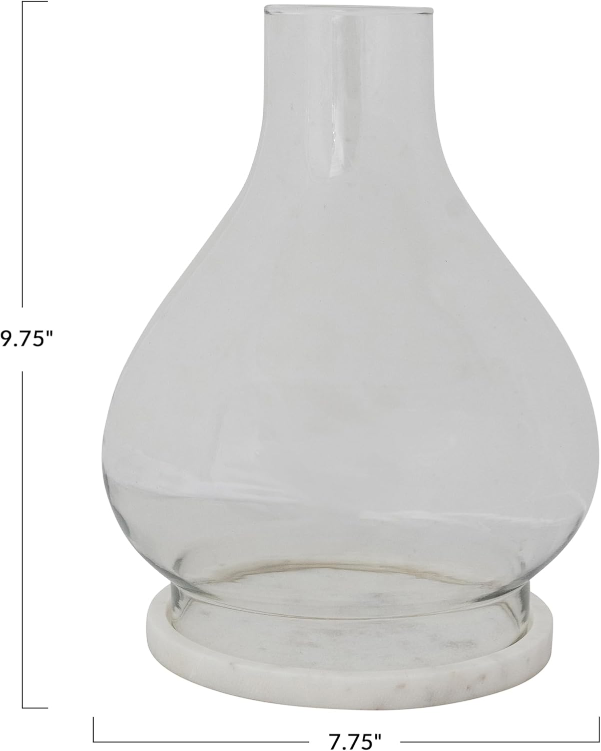 Creative Co-Op Hand-Blown Glass Hurricane Candleholder with Marble Base, White