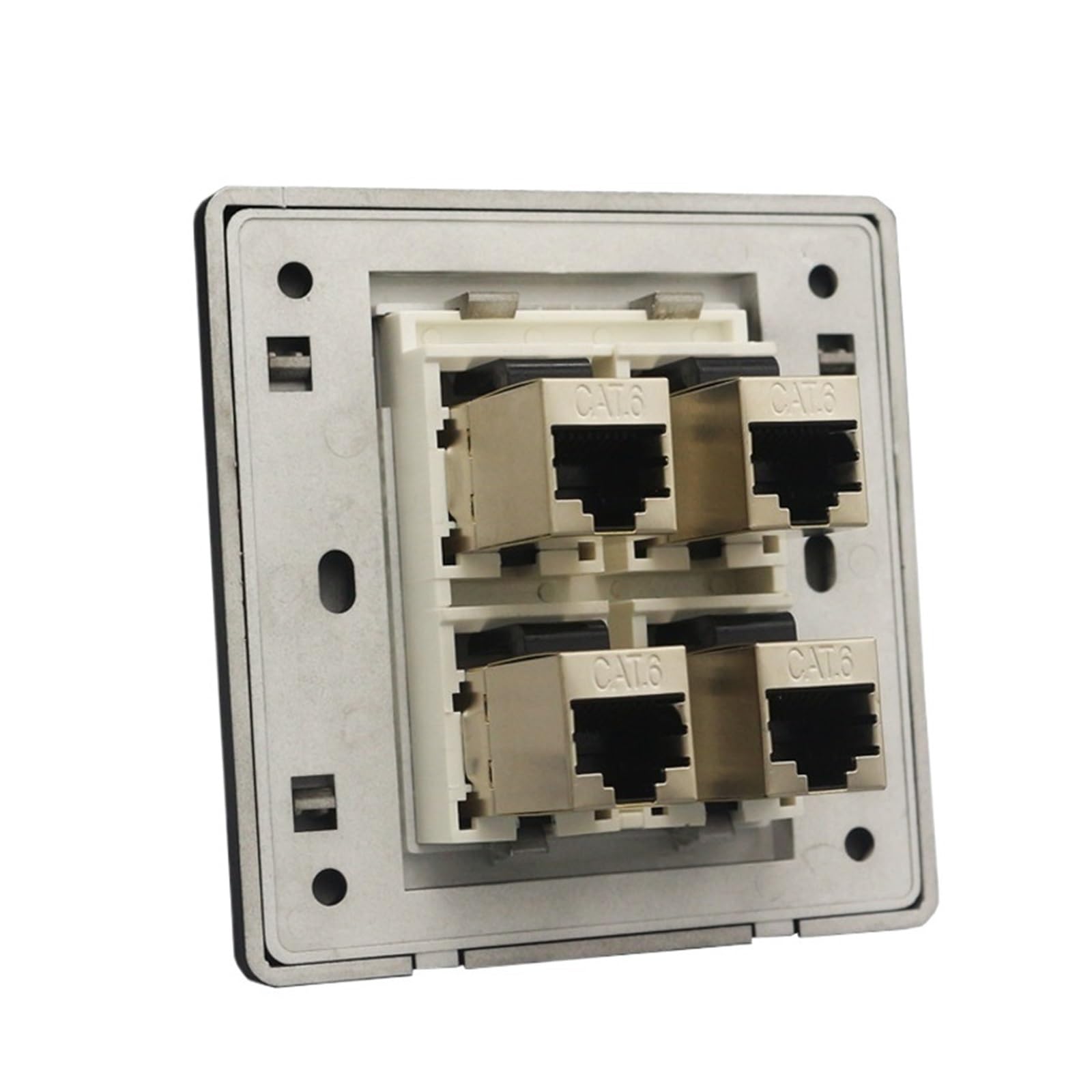 Plaque murale LAN RJ45 4 ports noire, prise réseau CAT.6 avec coupleur femelle, panneau CAT 6