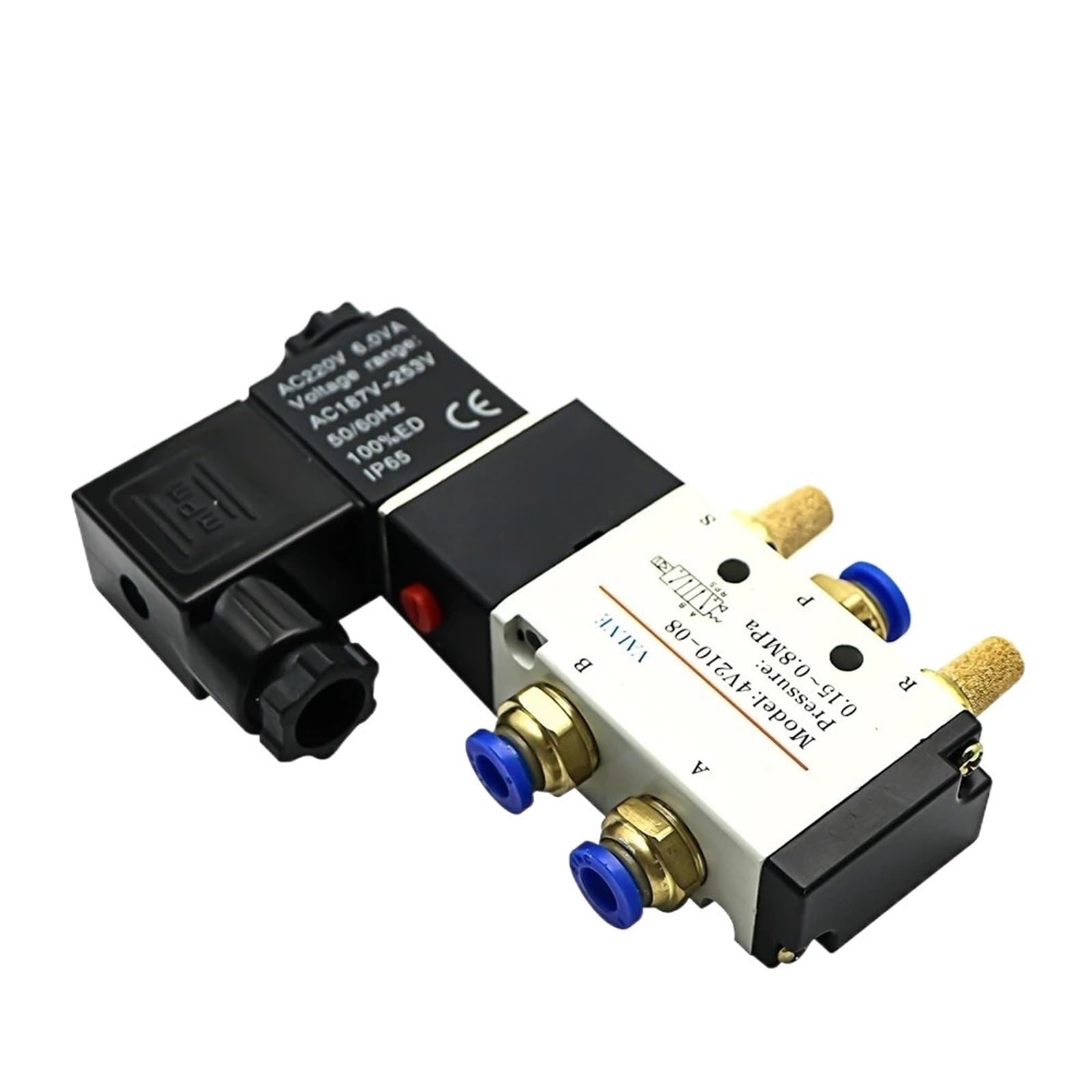 Elektrozawór elektromagnetyczny pneumatyczny 4V210-08, 5-drożny, 2 pozycje, kontrola powietrza i gazu, zawór magnetyczny 12 V 24 V 220 V, złącza węży 4mm-12 mm (SL 10 mm Adjust, AC110)