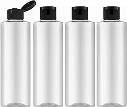 Gebrazy 250 ml Travel Bottle Set with Flip Cap (4 Pieces) Empty Dispenser Plastic Bottle Set, Filling Bottles for Cosmetics with Funnel (Transparent)