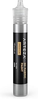 Arteza 3D Fabric Paint, Silver A302, 1oz Tube, Washer & Dryer Safe Textile Paint for Clothing, Accessories, Ceramic, Glass & DIY Projects