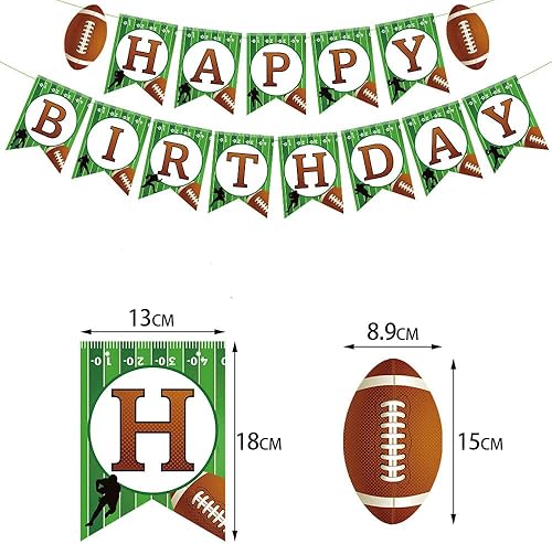 Miniatura 2 de MORANTI Cartel de fiesta de cumpleaños de fútbol americano suministros para fiesta de cumpleaños