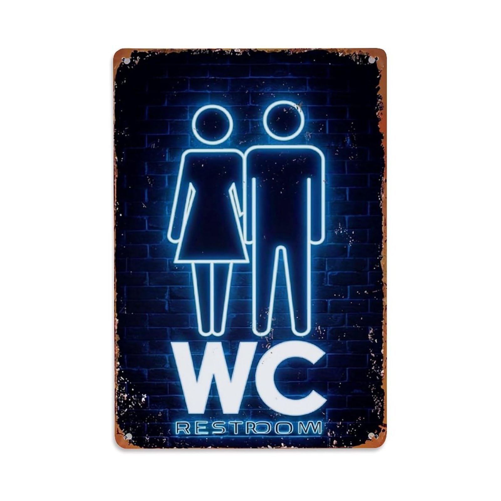 Jdfenggu Vintage Neon Wc Restroom Sign Design Retro Metal Tin Sign, Metal Poster For Bar, Home, Man Cave, Kitchen, Laundry Room Art Decor 8X12 Inch