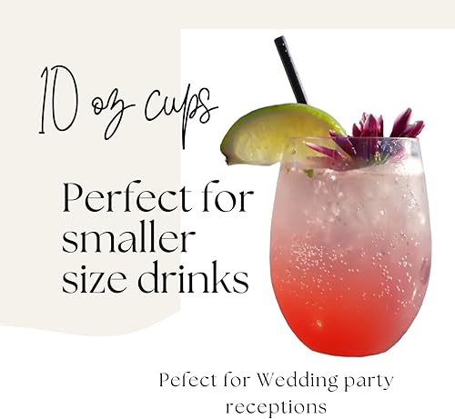 Miniatura 6 de Oojami Paquete de 48 copas de vino pequeñas de plástico sin tallo de 10 onzas con borde de oro rosa, desechables, inastillables, vasos transparentes