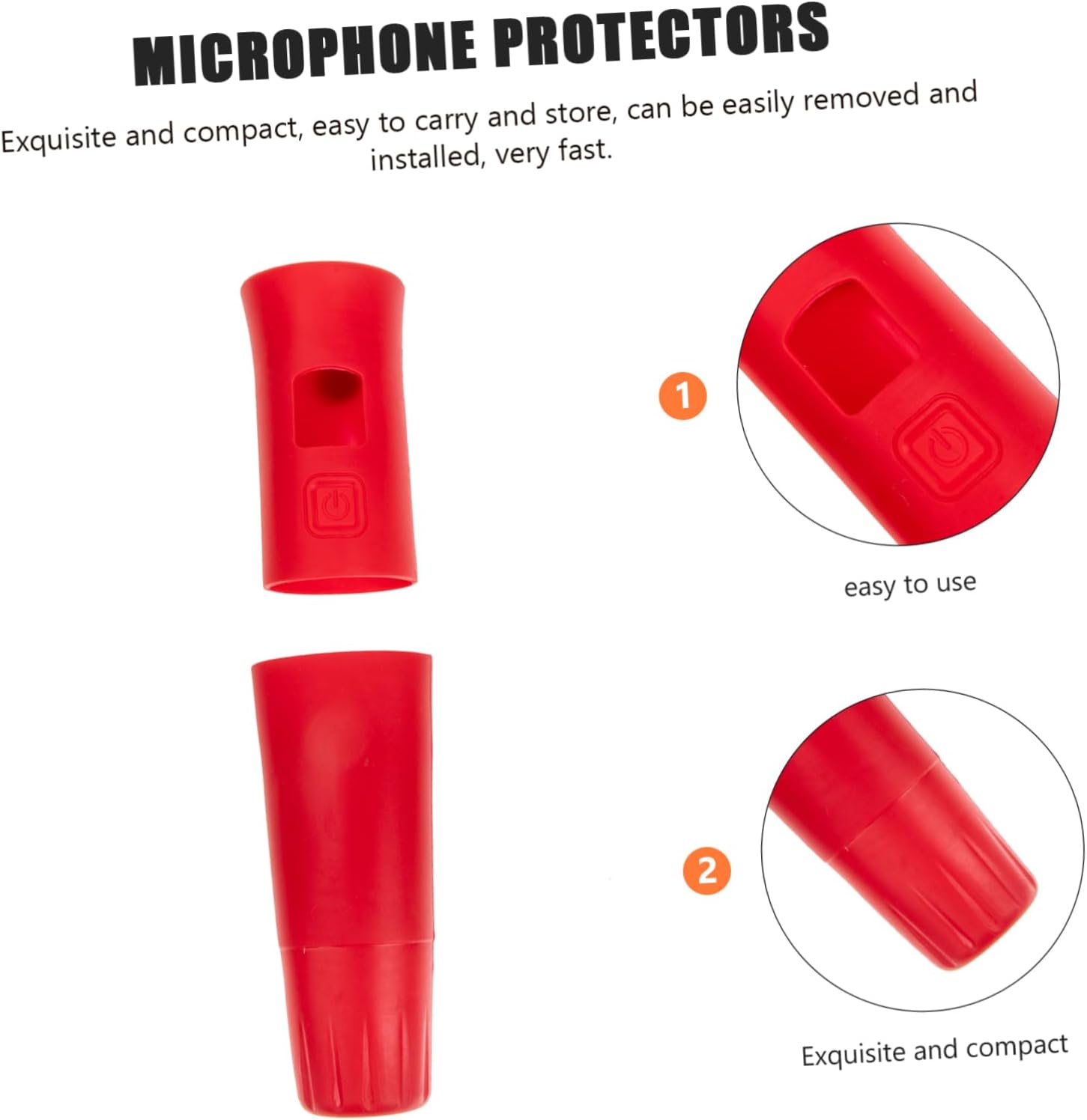 ERINGOGO 4 Sets Full Microphone Protector Soft Silicone Sleeve Red Cover Ktv Mic Accessory Podcast Equipment Bundle