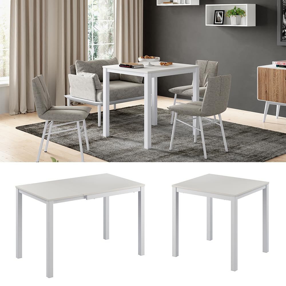 Vicco Mesa de Comedor Granny, Blanco, 80-120 x 70 cm