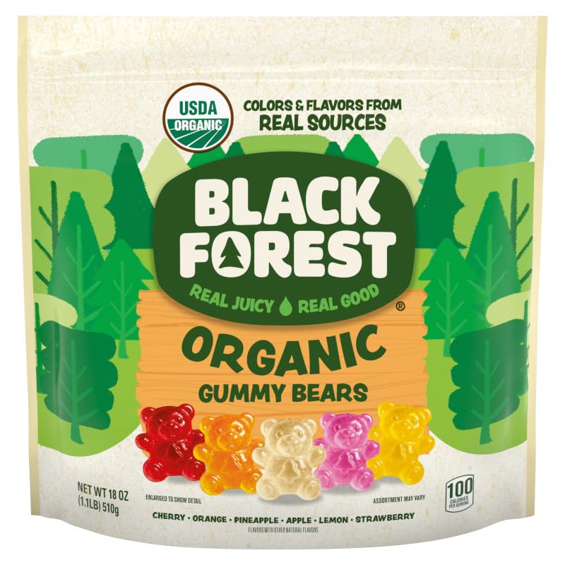 Black Forest Organic Gummy Bears Candy, Made with Real Fruit Juice, Colors and Flavors from Natural...