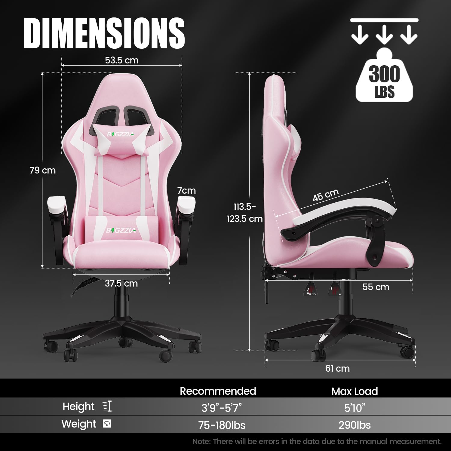 bigzzia Gaming Chair Office Chair Desk Chair Swivel Heavy Duty Chair Ergonomic Design with Cushion and Reclining Back Support (Purple) (Pink) - Image 2