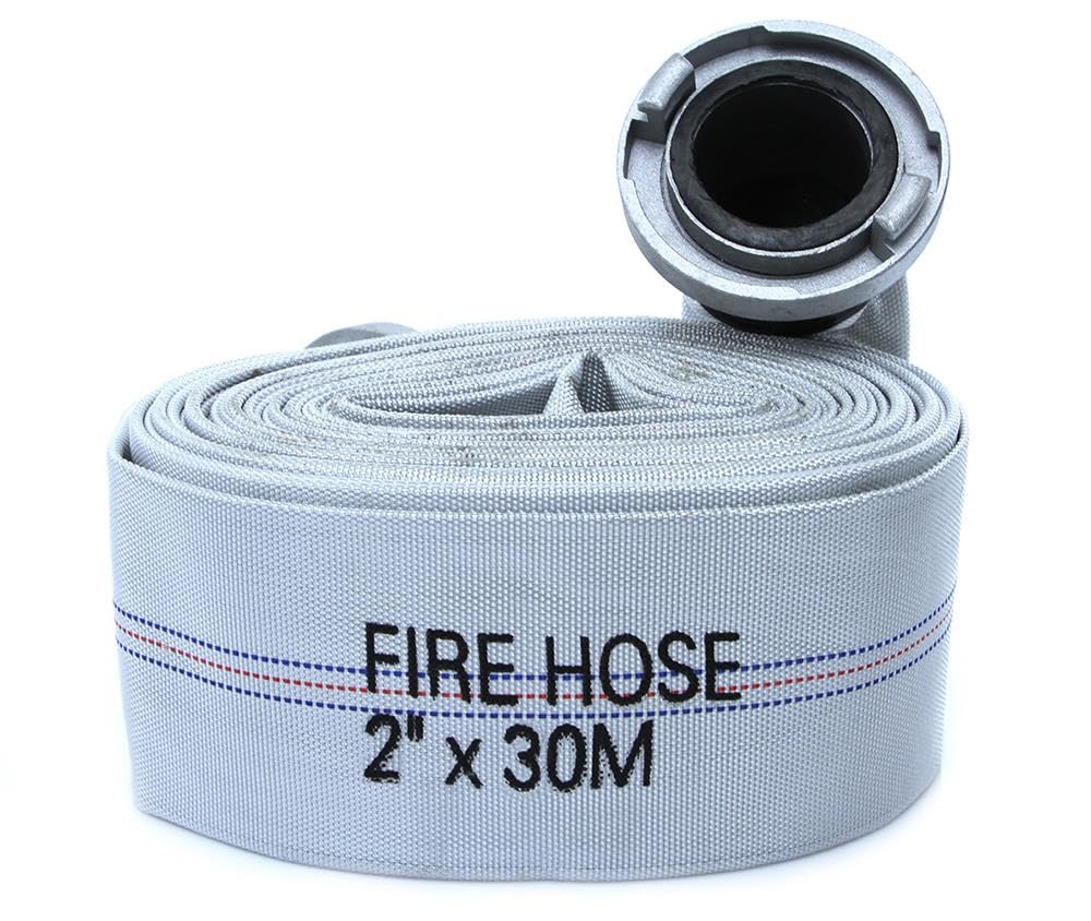 Tuyau flexible tuyau pour pompes d'incendie | Ø52 mm / 2" | longueur 30 m | pour eau propre sale lisier | avec raccords rapides | résistance thermique et mécanique | en polyester