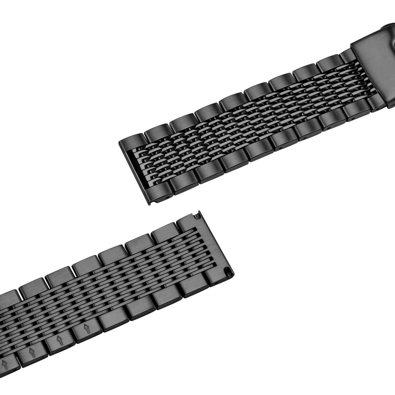 Kai Tian Premium-Uhrenarmband, 18 mm, 20 mm, 22 mm, 24 mm, gebürstet, poliert, Edelstahl, Metallgeflecht, Doppelschlösser, Taucherverschluss, Armband für Herren und Damen, Silber, Schwarz, Gold