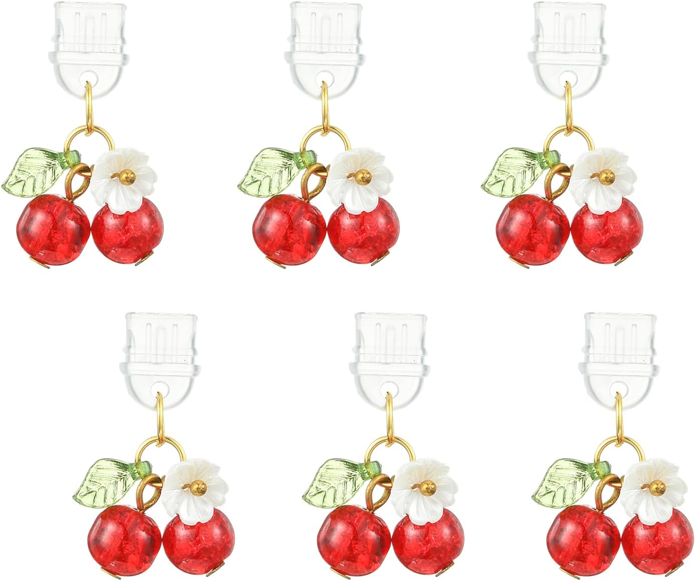 Dust Plug Charm Type C USB C Dust Plug with Flower Cherry Pendant Unique Charging Port Protector for Most Type C Phones Laptops E-Reader Accessories（Red