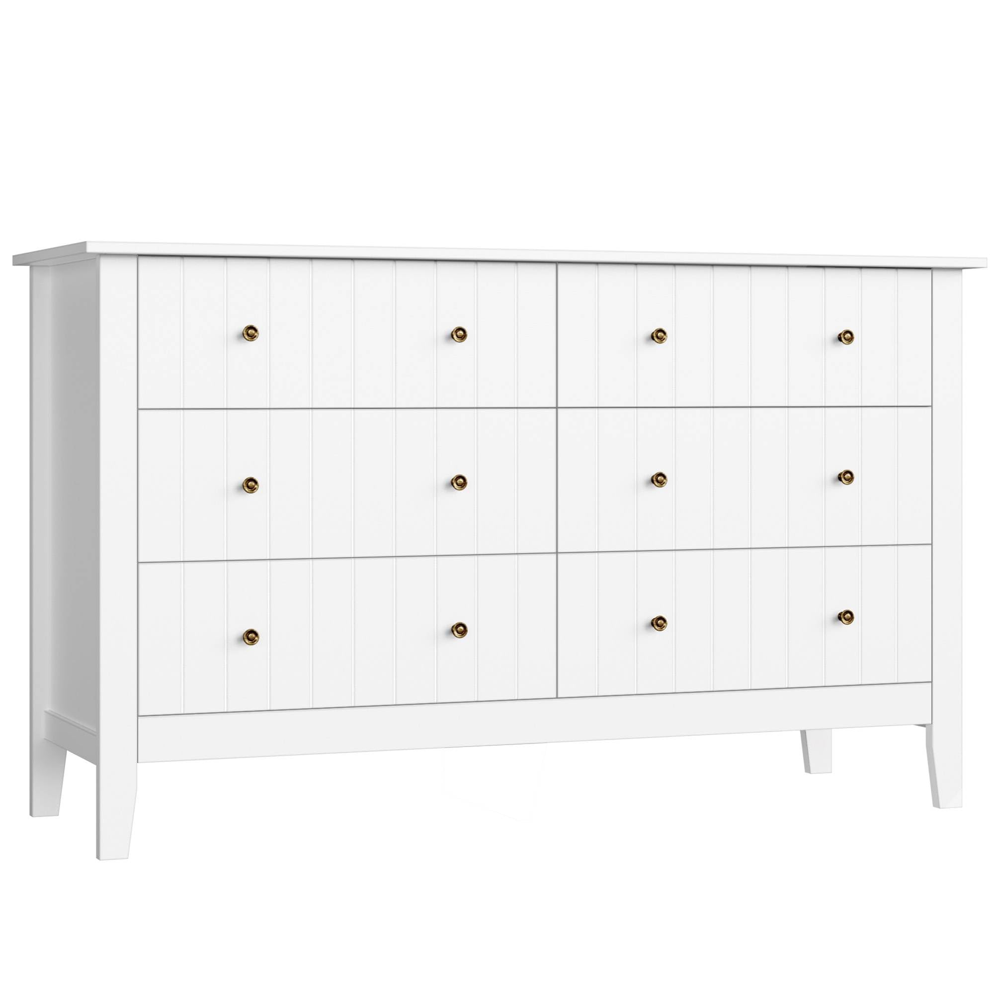 FOREHILL 133cm Cómoda Dormitorio, Cómodas y Cajoneras, Cómoda con 6 Cajones