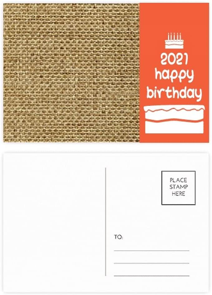 DIYthinker Tawny Burlap Linen Knit Fresh Illustration Pattern Happy Birthday 2021 Postcard Set Thanks Card Mailing