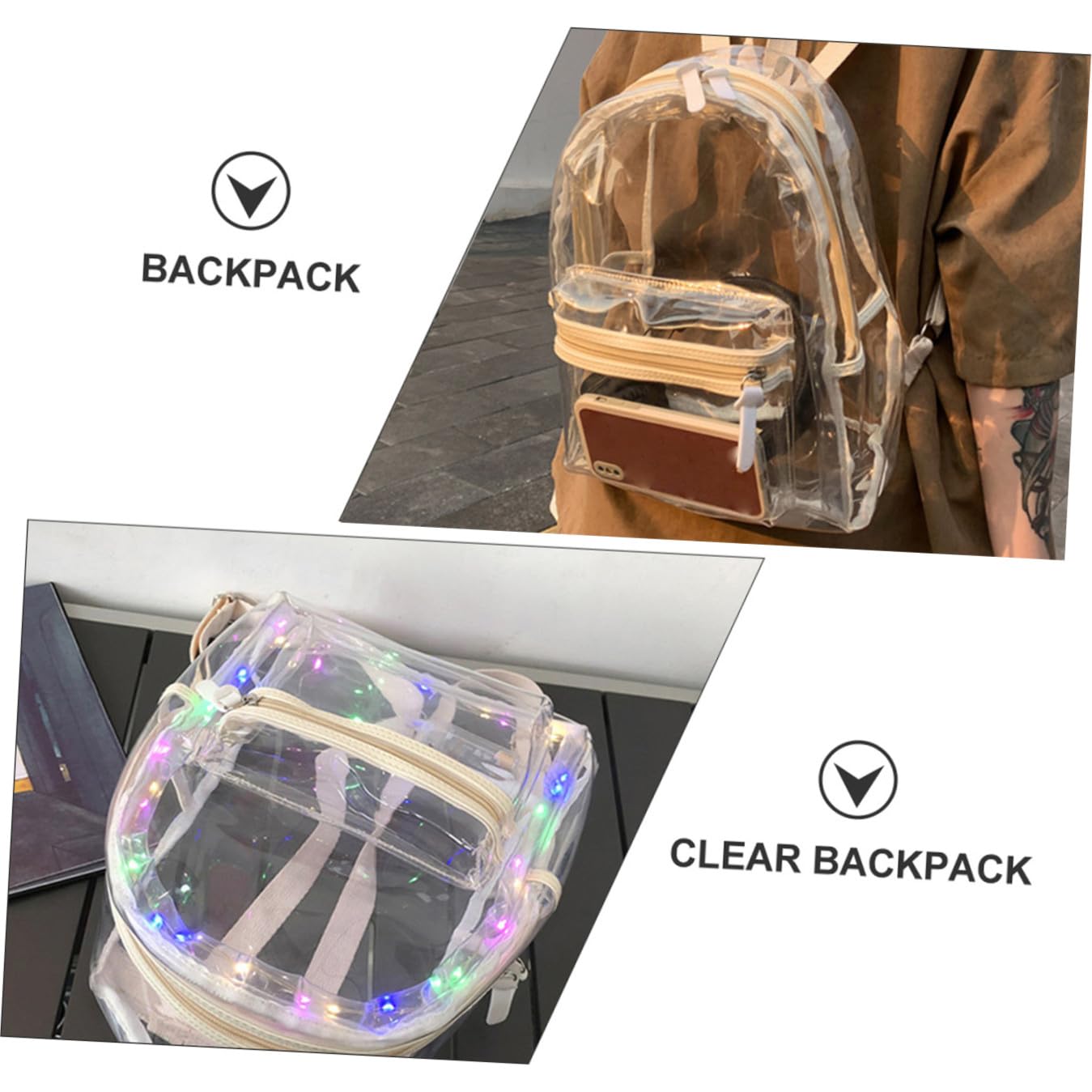 PACKOVE Back Trasparente Bookbag Travel Bookbag Borsa Per Libri Da Viaggio Borsa Per Libri Trasparente Borsa Da Scuola In Gelatina Pvc