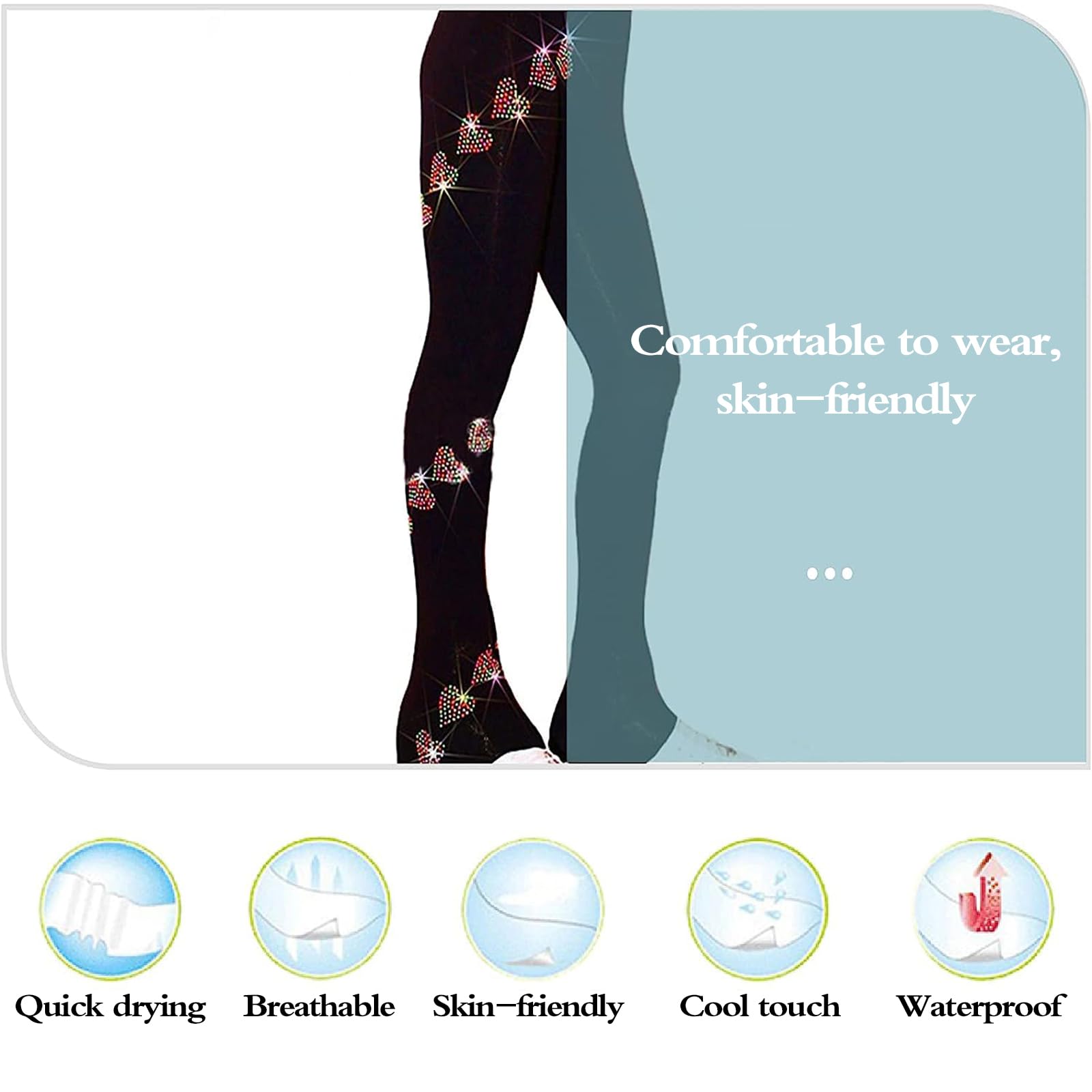 Strass Leggings Sportivi,Leggings Pattinaggio sul Ghiaccio,Pantaloni Pattinaggio su Ghiaccio Bambina,Anello della Fibbia in Basso,Adatto per Competizione