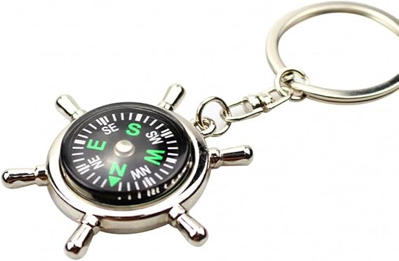 Creative Compass Necklace Keychains Car Keychain Decor Bag Keychain Ornament Gift Stainless Steel Mini Pocket Compass Navigation Keychain Outdoor Camping for Caving Hiking