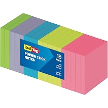 Redi-Tag Sticky Notes, Power Stick Notes, Adhesive Reminders, 3" x 3" Reusable Notes, Strong Adhesive Memos, Assorted Bright Colors, 18 Pack 1000977