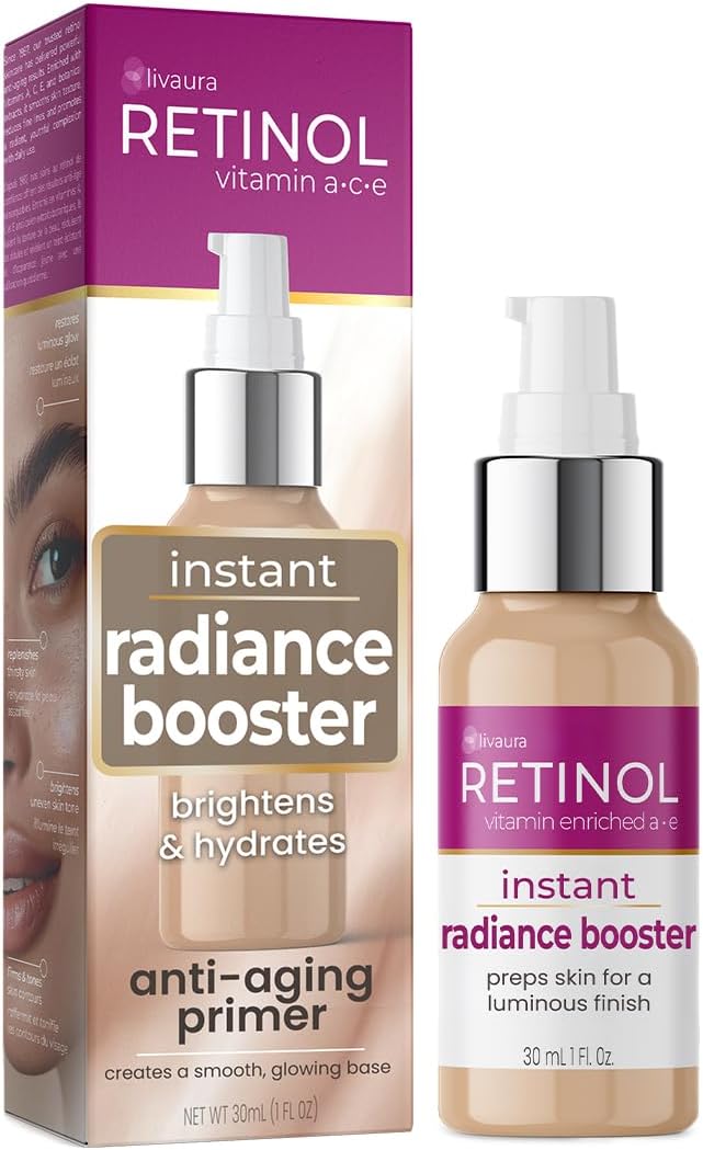 LIVAURA Retinol Instant Radiance Booster - Face Moisturizer Aging Skin, Anti Aging Moisturizer with Glow Serum, Hydrating Radiance Booster for Dewy, Glowing & Skin Glow Care