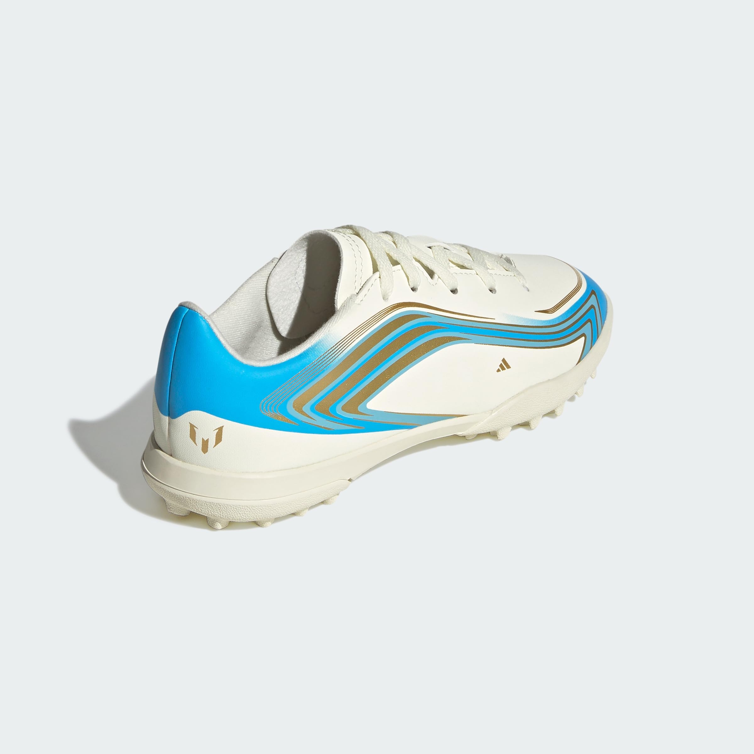 adidas Uniseks - dzieci F50 Messi Club Turf Football Kids Shoes, ivory/semi blue burst/icey blue, 37 1/3 EU