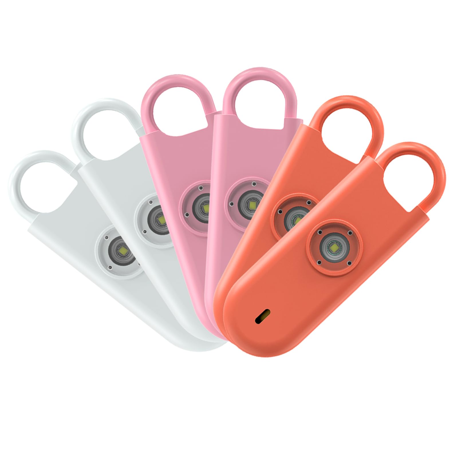 Fauxomor Personal Safety Alarm for Women, 6 Pack 140DB Rape Panic Attack Alarm Keychain Police Approved with Low Battery Notice with Strobe Light, Gift for Elderly College Girls, 2White+2Pink+2Orange — image 1