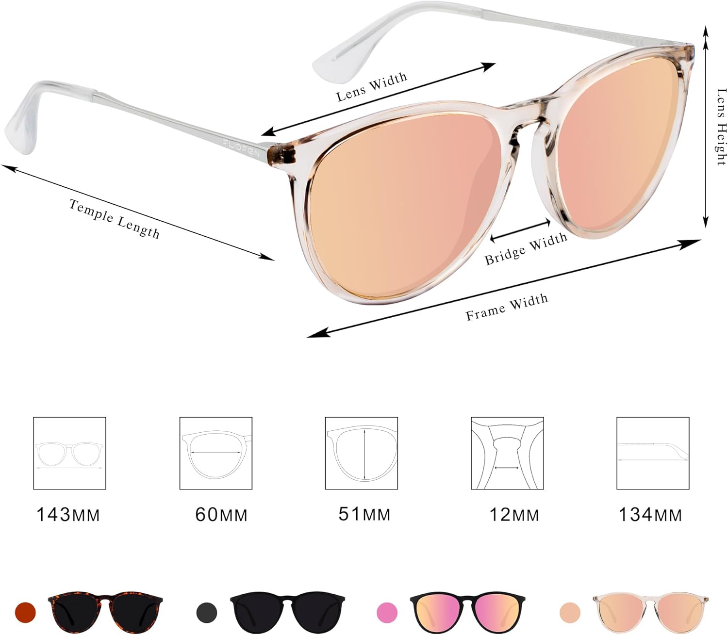 Polarized Sunglasses For Men Women Classic Shape, Mixed Metal Frame 100% UV Protection - Image 4