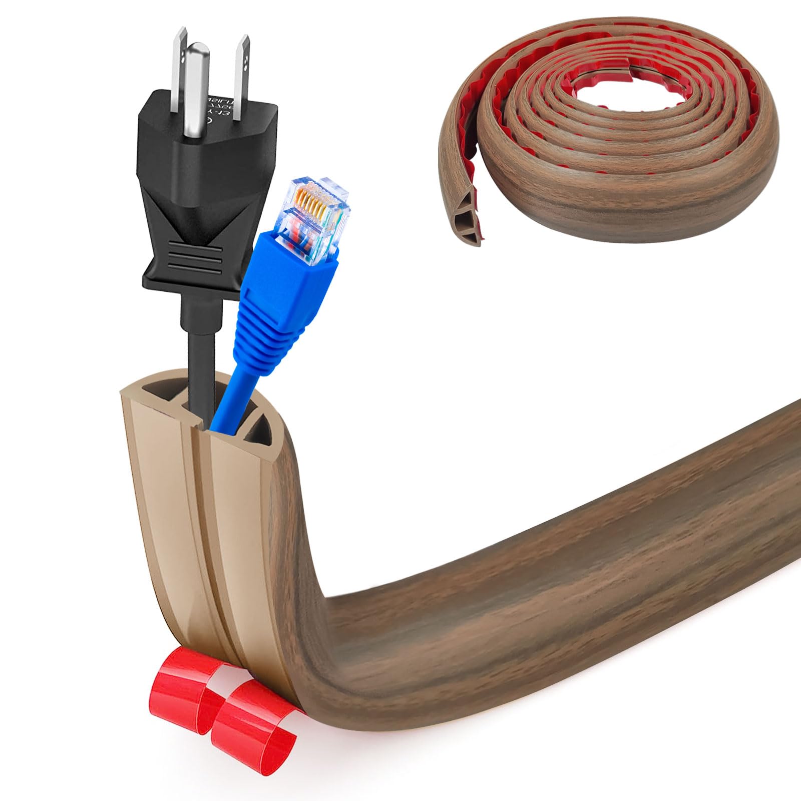 Pasacables Suelo, Canaleta Cables Suelo, 3.0M x2cm Protector de Cables para Suelo, Cubiertas de Suelo para Cables Autoadhesiva Montaje para Todos los Hogar, Oficina, Escuela,Almacén(Blanco-Redondeado) — view 8