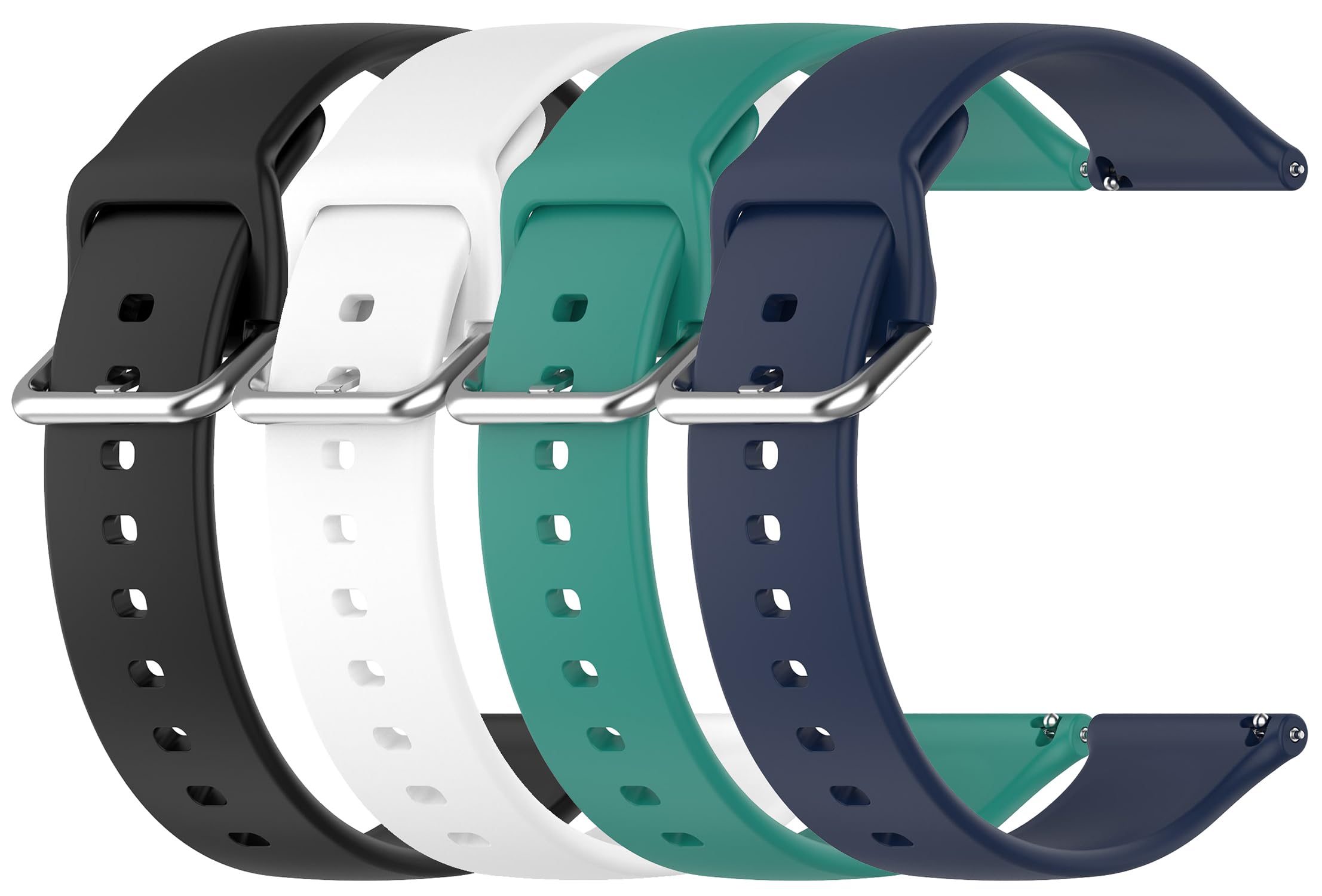 TenCloud 4 Pack Straps Compatible with iTouch Air 3 44mm (Not for Air 3 40mm) Smartwatch Bands Replacement Silicone Breathable Sport Wristbands (Black+Nave+Green+White)