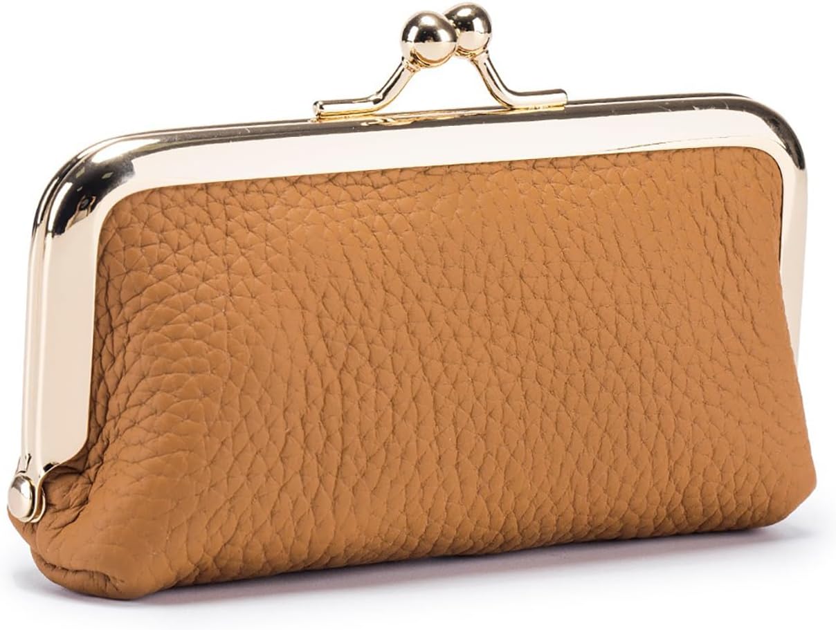 Vintage Kiss Lock Coin Purse for Women – Genuine Leather Small Wallet with Buckle Closure & Compact Change Holder (Brown) Vintage Kiss Lock Coin Purse for Women – Genuine Leather Small Wallet with Buckle Closure & Compact Change Holder (Brown)