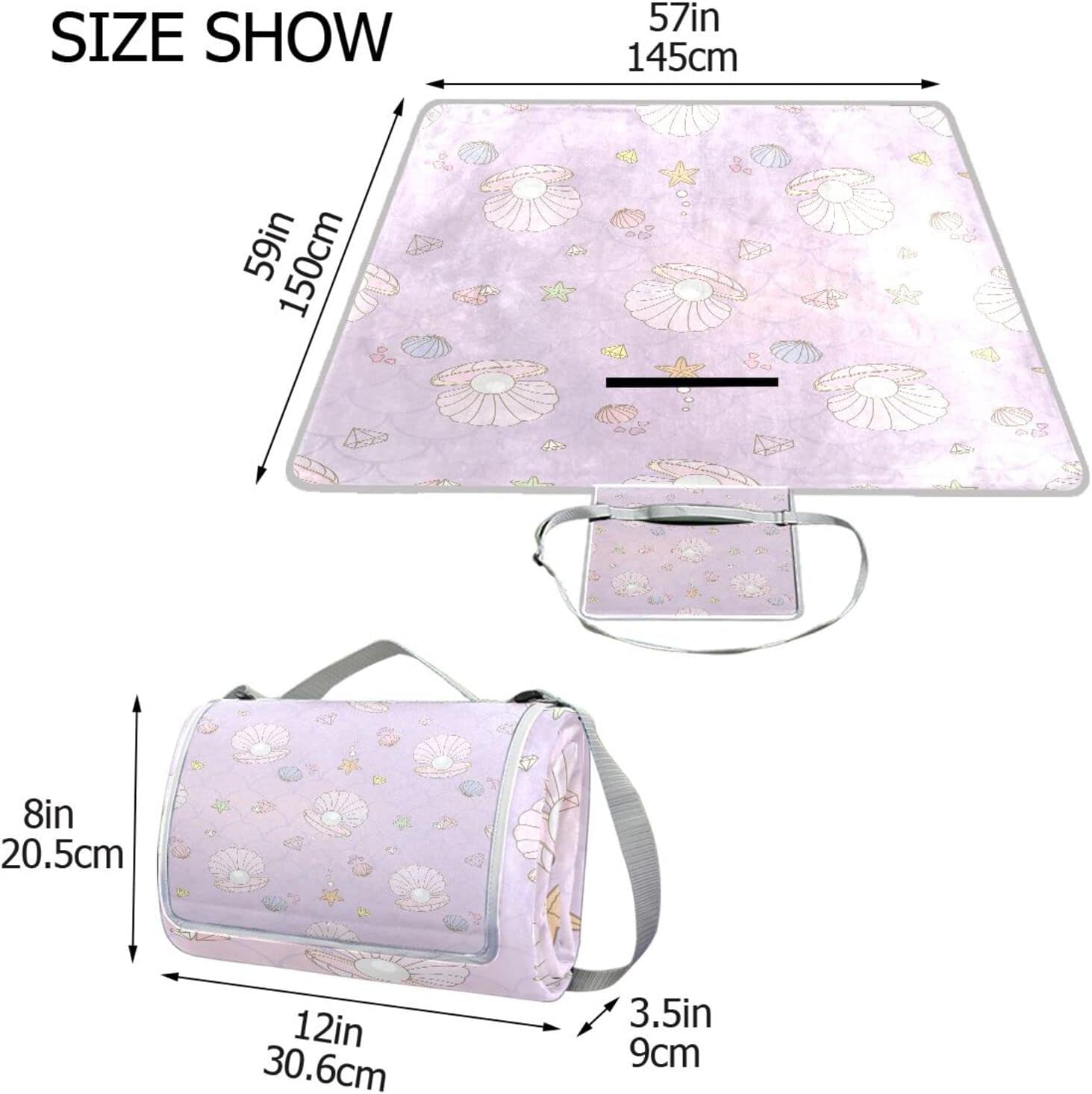 レジャーシート レジャーマット 厚手 アルミ 折り畳み 防水 コンパクト 大判 シェル 貝殻 ピンク 真珠 可愛い かわいい 花見