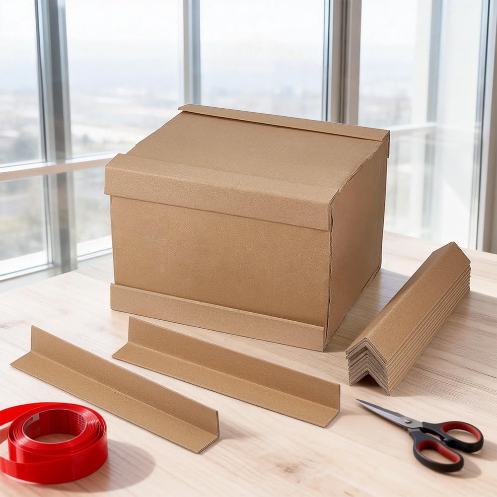 BENECREAT Paquete de 60 protectores de esquina de cartón de 300 x 40 x 40 mm, protectores de bordes de cartón reforzados de 4 mm de grosor, protección de esquina reforzada para embalaje, envío