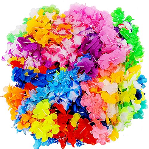 Hawaii-Halskette, 25 Stück, hawaiianische Leis-Halskette, Blumenkranz für Luau-Partyzubehör, hawaiianische Blumenkränze, Haarbänder, Blumenkette, Hawaii-Urlaub, Strand, Geburtstagsdekoration Cover