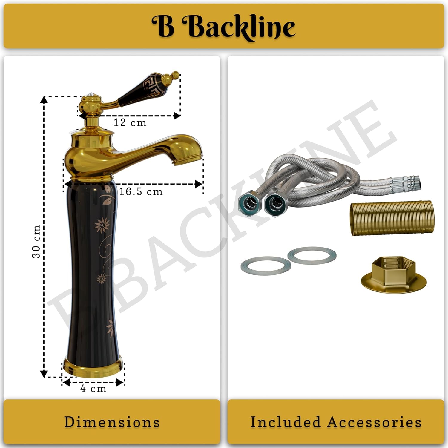 Black Gold Basin Mixer Tap - Modern Bathroom Faucet -4 Black Gold Basin Mixer Tap - Modern Bathroom Faucet -4