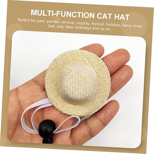 Miniatura 6 de ABOOFAN Sombrero de paja para mascotas, sombrero de paja para playa, sombrero de cumpleaños para gato, traje hawaiano, sombrero para mascotas,