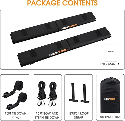 Miniatura 6 de HEYTRIP Almohadillas para portaequipajes de techo de 30 pulgadas para kayaktabla de surf SUPcanoa con correas de amarre de 15 pies y bolsa de