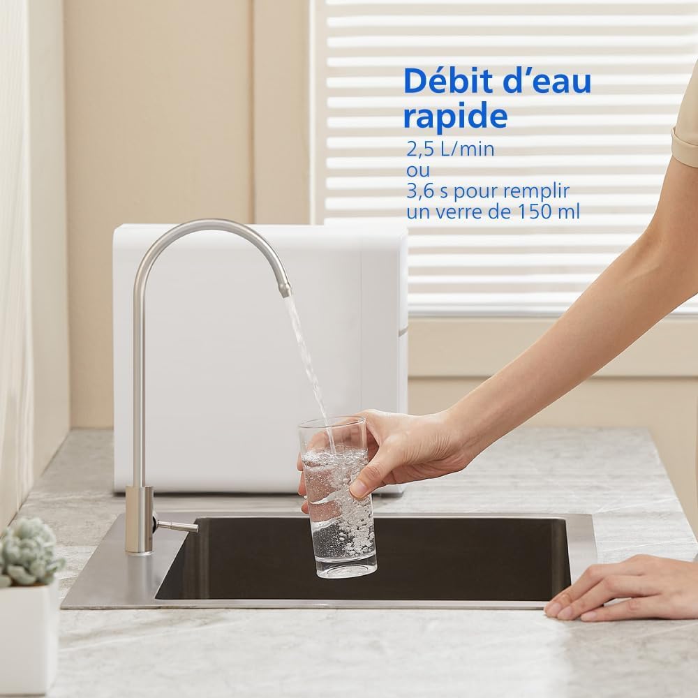 PHILIPS Système de MICROFILTRATION Philips Water, goût de l'eau, filtre longue durée, design compact et installation facile