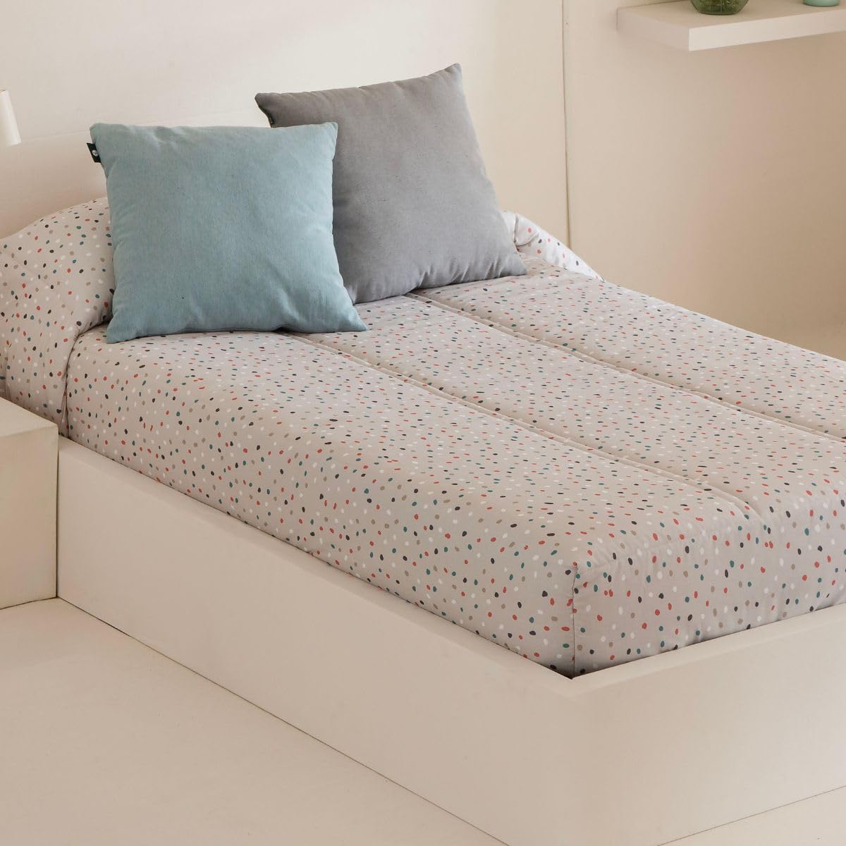 Lanovenanube Edredón Ajustable para dormitorios Juveniles e Infantiles, Camas Nido y literas, Muy cómodo y fácil de Utilizar. Tejido 65% poliester/35% algodón Estampado (Modelo Trazo, Cama 90 cm)