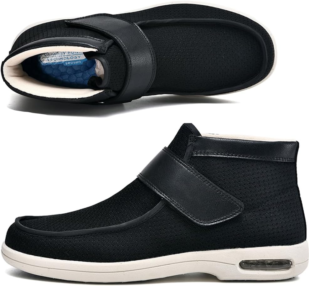 Orthop discher Diabetiker Schuhe Herren Halbschuh mit Klettverschluss Orthop discher extrabreiter Verstellbarer Riemen f r Damen F r Geschwollene F eSchwarz43 EU
