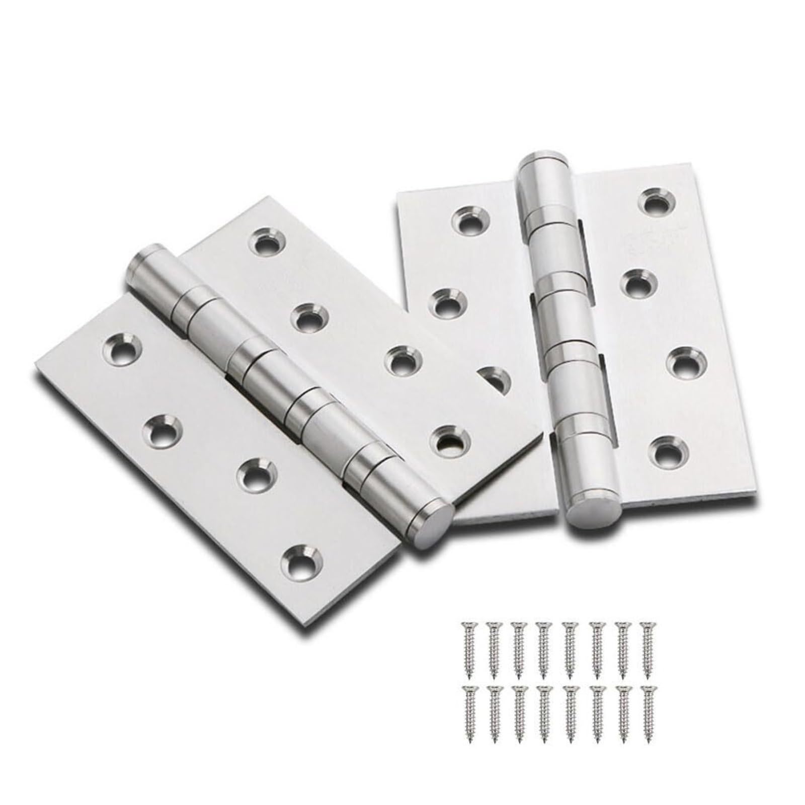 Roseeonne Silver Door Hinges For Interior 3-Pack 4-Inch Radius Stainless Steel Door Hinge Doors Hardware Satin Nickel