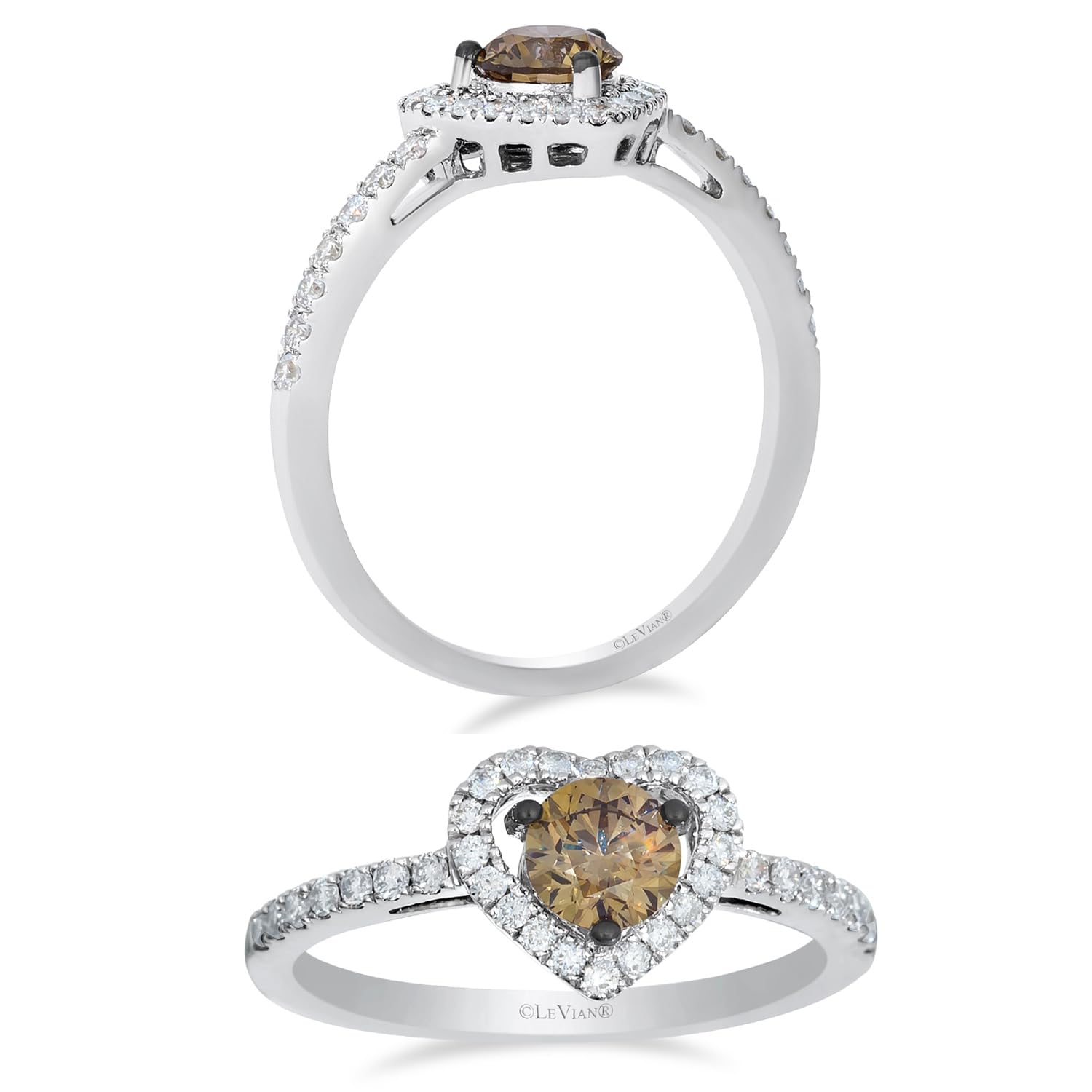 Le Vian 3/4 or 1 1/2 Carat Chocolate Diamond Heart Engagement Ring for Women I 14k White Gold Promise Ring for Her (Brown/H-I, SI2-SI3, cttw) Clear