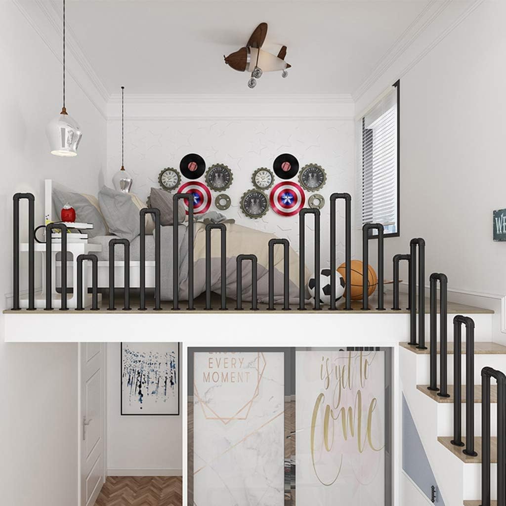 U-Shaped Matt Black Non-Slip Wrought Iron Staircase Handrails, Indoor and Outdoor Safety Support Rods in The Attic Corridors of The Elderly and Children (Size : 1.3ft)