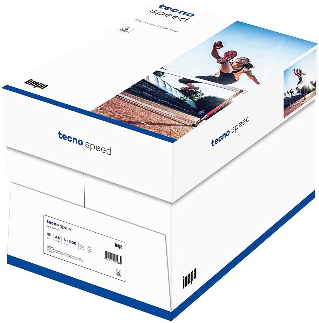 inapa tecno Speed Druckerpapier: 80 g/qm², A4, weiß, 5000 Blatt (2 Kartons à 2500 Blatt) - ideal für schnelles und problemloses Drucken