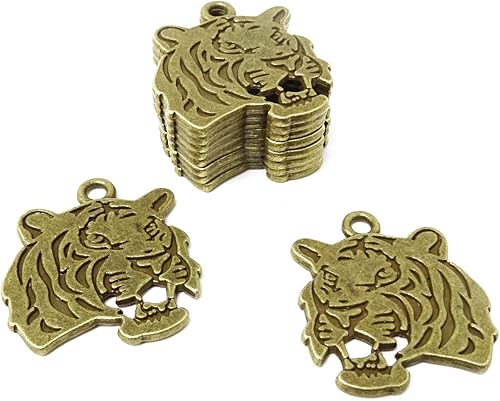 Miniatura 10 de Honbay 10 colgantes antiguos de doble cara cabeza de tigre