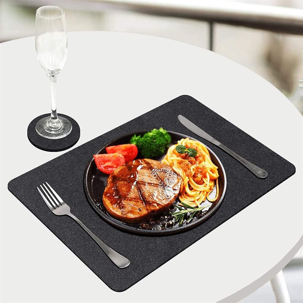 1 Set of Black Square Placemats Coasters Dining Table Protectors Coasters Table Mats Dining Table Kitchen Accessories