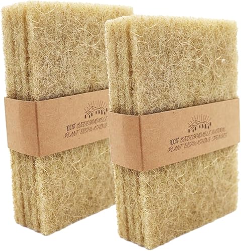 Almohadillas naturales para fregar, paquete de 10 unidades - Estropajo de sisal antiarañazos, almohadillas de limpieza de sisal, de fibra de coco de