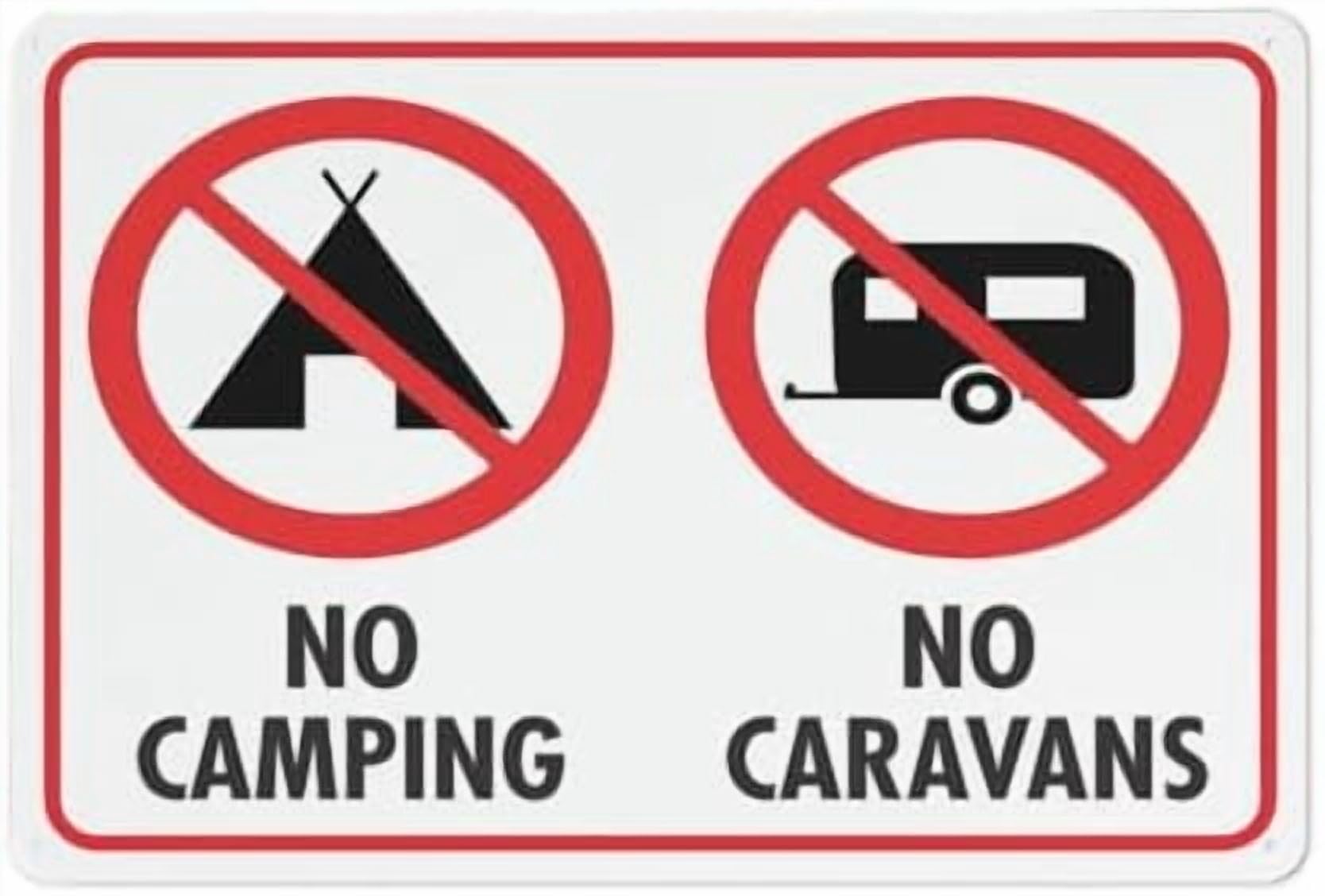 (2-Pack) Metal Tin Sign No Camping No Caravans Sign 8X12 Inch Rust Free Easy To Read & Sturdy Keep Out Outdoor Signs For Home Farm Yard