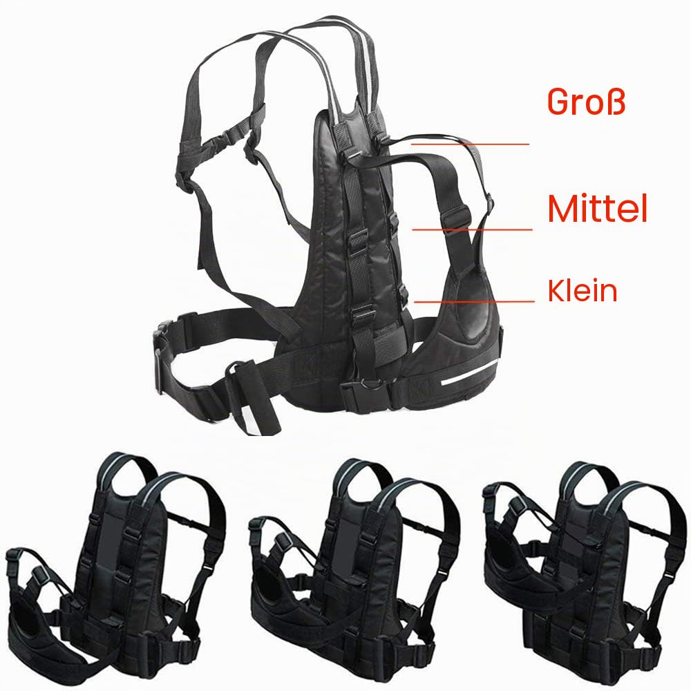 Jolik Kinder Motorradgurt Verstellbar mit Zwei Griffen,Atmungsaktives Reflektierendes Material in Schwarz