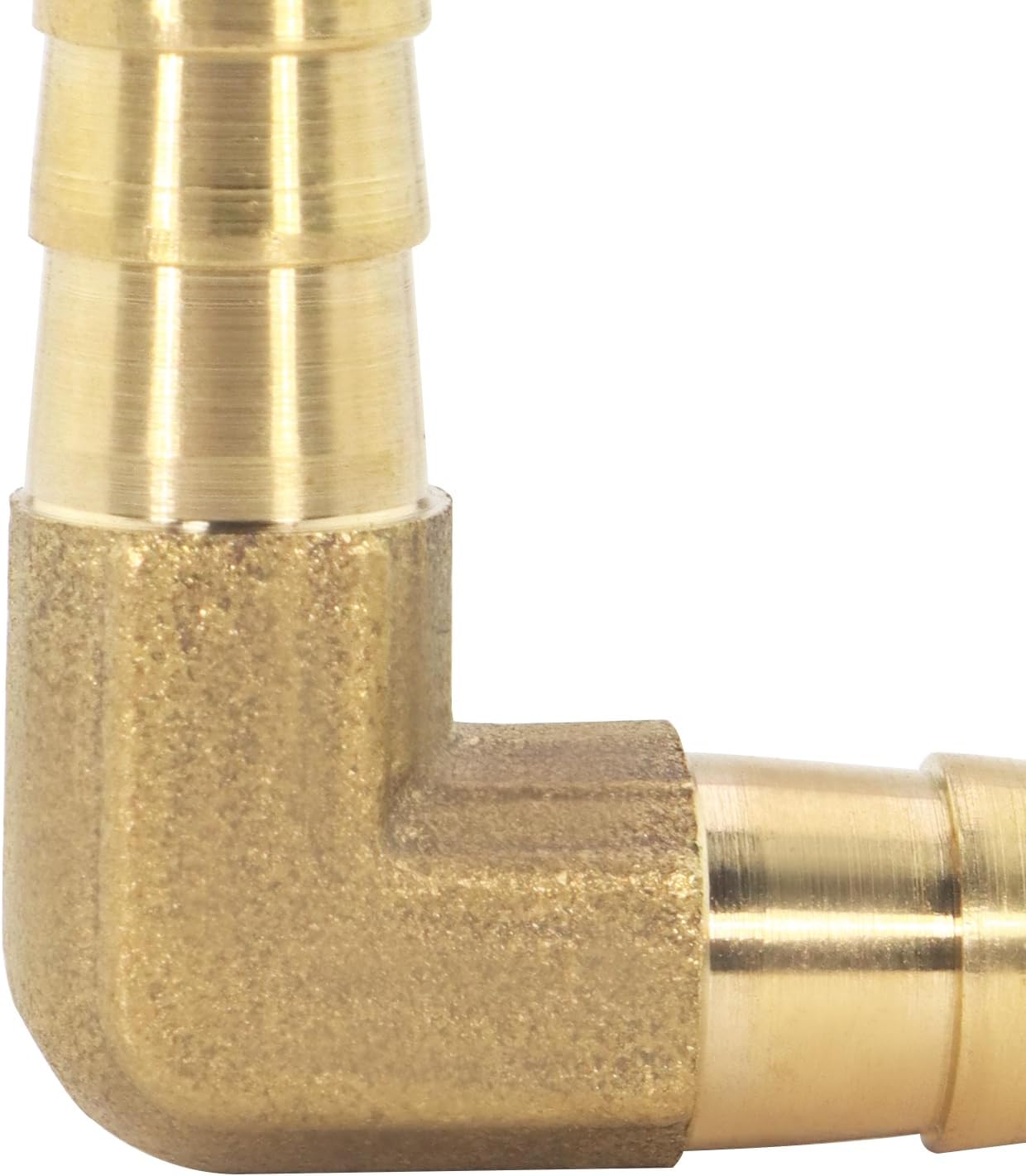 5 PCS Brass 3/4" Hose Barb Elbow 90 Degree L Right Angle Barbed Fitting, with 10 Hose Clamps and 1 pair Gloves, for Water Fuel Air