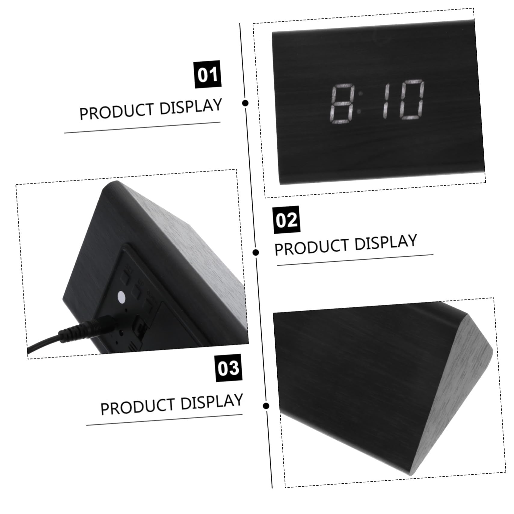 Reloj Despertador LED de Madera con Control por Sonido Pantalla Digital de Temperatura y Humedad Temporizador Múltiple para Mesita de Noche y Cocina